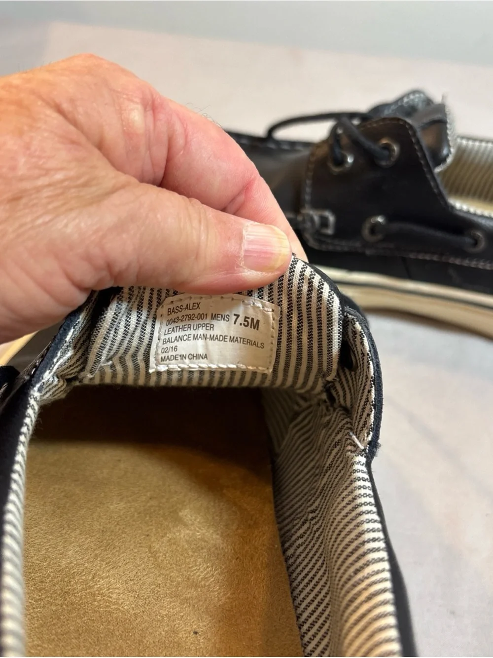 Bass Black and White Leather Boat Shoes